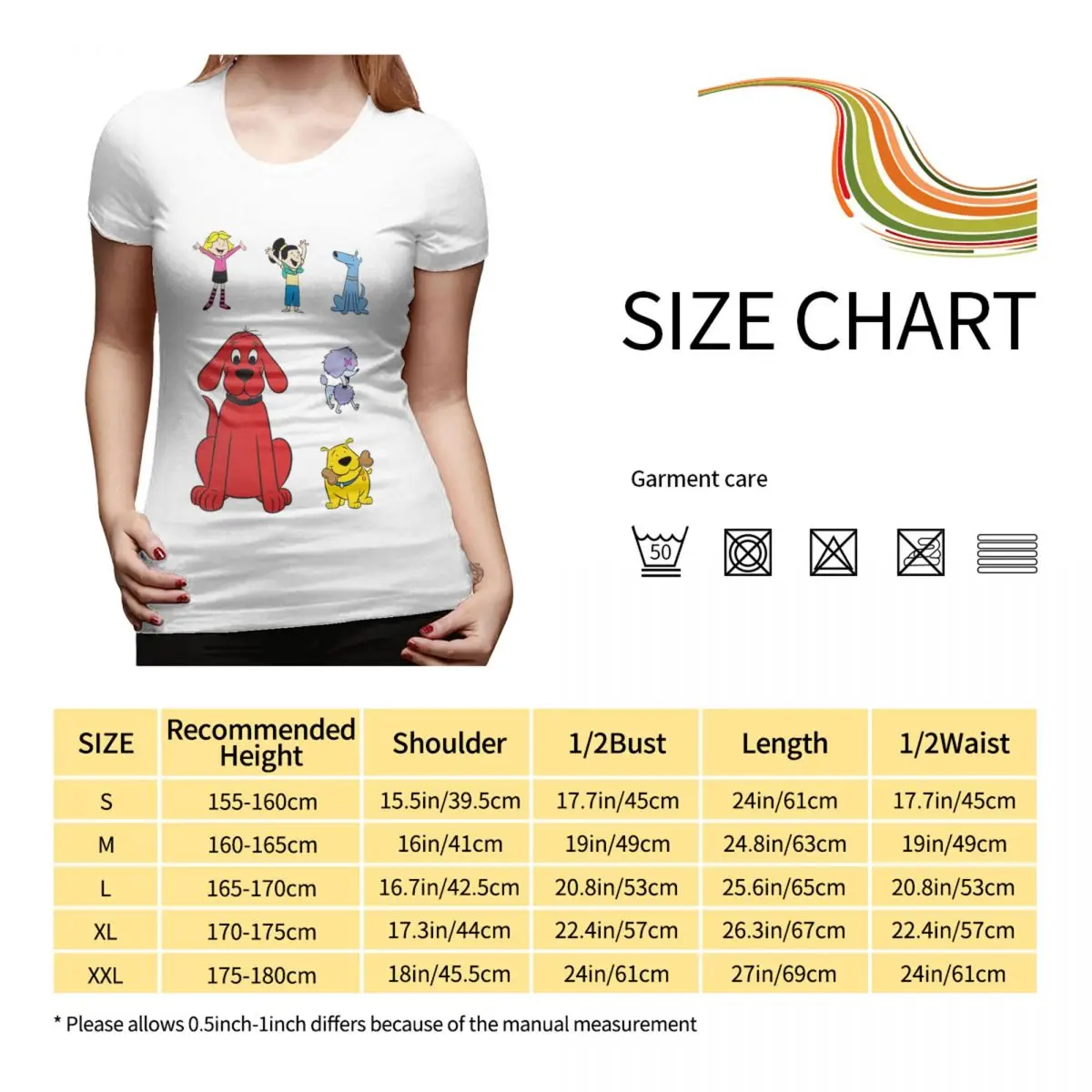 Washable Clifford The Big Red Dog Women's T-shirt Ootd Spring Autumn Top - view 3