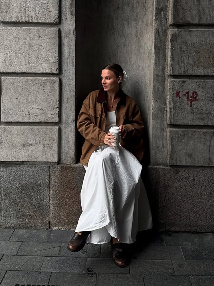 

Loose Patchwork Women's Jackets Vintage Laple Full Sleeve Pockets Jacket Female 2025 Autumn Winter Fashion New Lady Streetwears