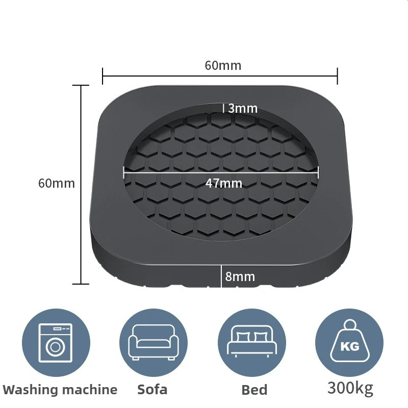 4Pcs Anti Vibration Feet Pads Washing Machine Refrigerator Furniture Universal Mute Rubber Anti Slip Cushioning Foot Pads view 3