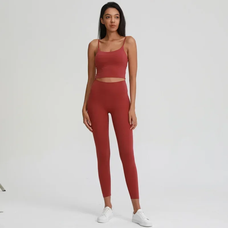 Conjunto de traje de Yoga de cintura alta desnudo para mujer, traje de Fitness, parte de atrás bonita, sujetador deportivo, glúteos de melocotón, superventas