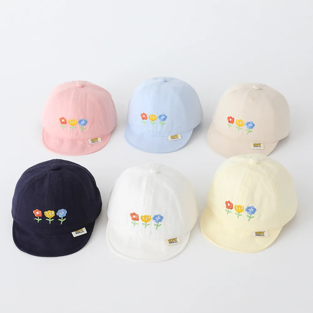 Autumn Korean Version Fashion Cap Cute Sun Hat for Baby Lovely Floral Girls Hats Kids Baseball Caps Summer Thin Sunshade 6-24M