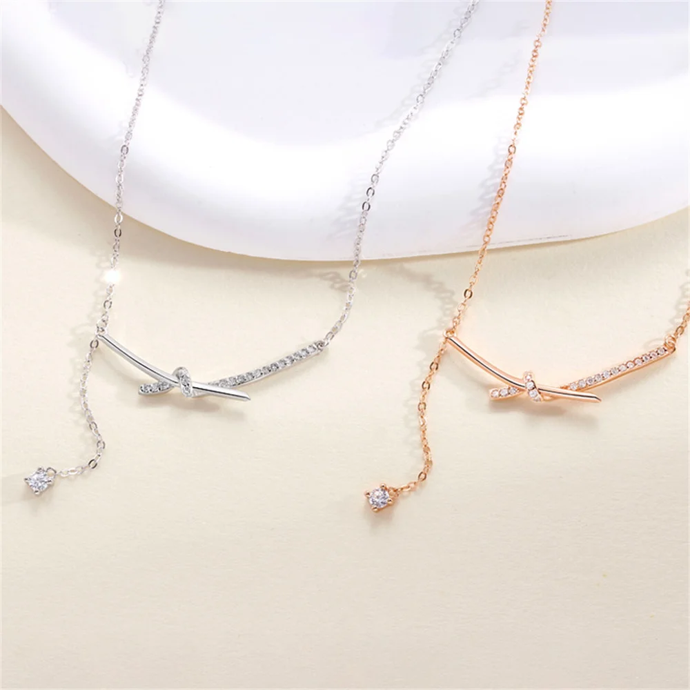 

S925 Sterling Silver Smile Droplet Necklace for Women, Korean - style Fashion, Unique and Delicate Cold - tone Style