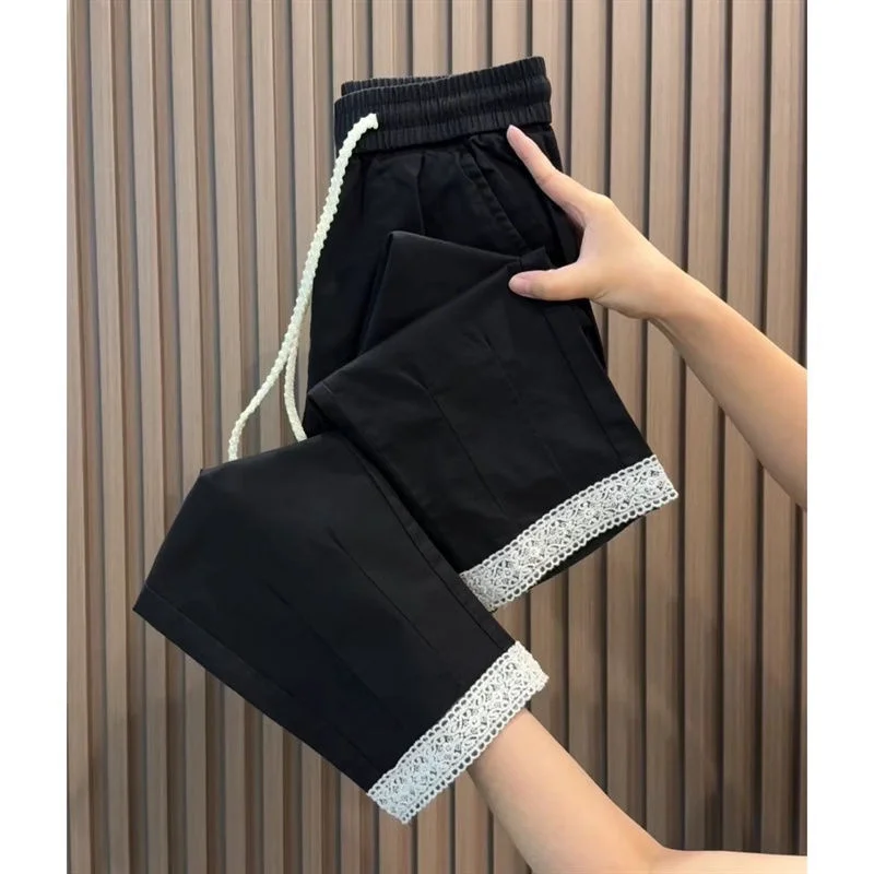 

Spring Summer Women Fashion Straight-leg Trousers 2025 Femme Ice Silk Pantalons Korean Ladies Large Size 4XL Quick Drying Pants