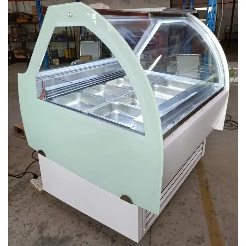 Customized Size Commercial Air Cooling L Type Ice Cream Freezer Deep Display R404A Multi-Power 1.3-1.85kw