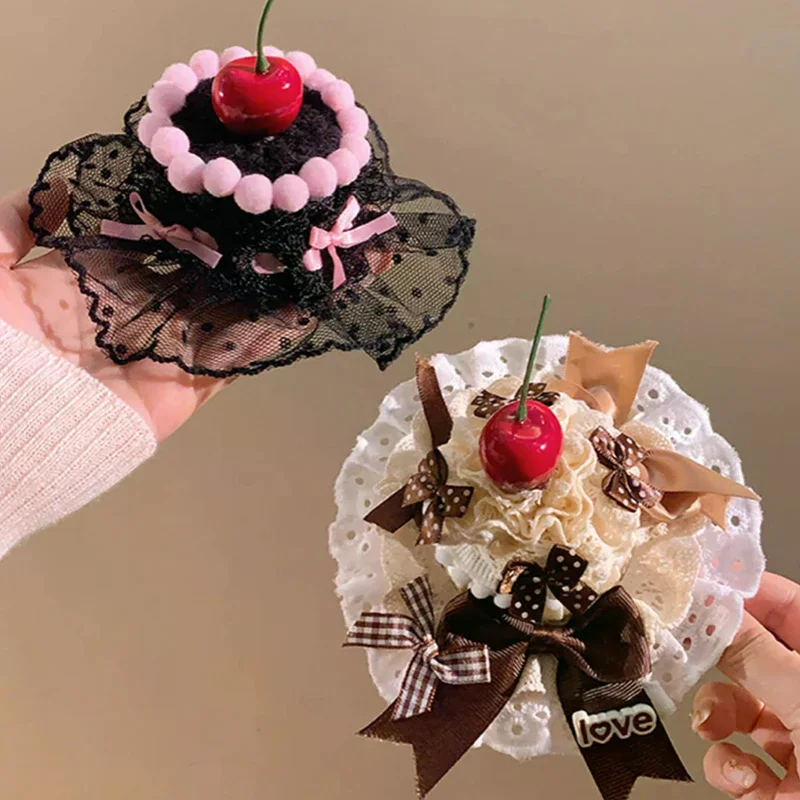 Lolita Lace Cake Hair Clip Cute Children Hairpins Headdress Hair Accessories Kawaii Women Girls Hair Ornament