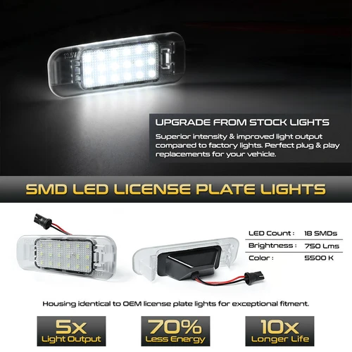 Imagen 2 del producto 2 uds 6000K para Kia Rio 2005-2011 Rio5 2006-2011 coche trasero alto brillo blanco LED luz de matrícula lámparas de placa de matrícula