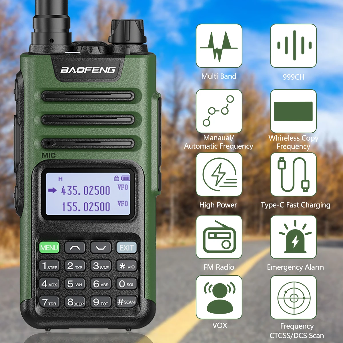 BaoFeng M-13 Pro Walkie Talkie Wireless Copy Frequency Type-C Charger Long Range Air Band High Power UV13 K5Ham Two Way Radio