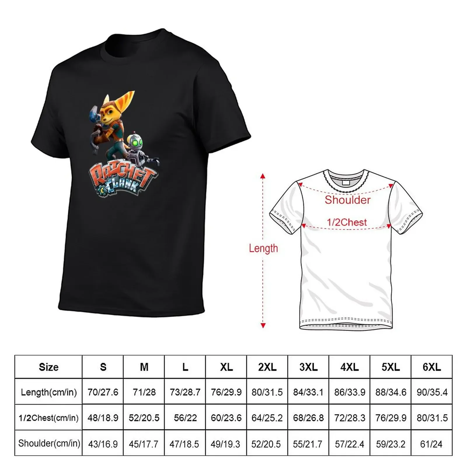 Ratchet and clank T-Shirt blacks korean fashion funny t shirts men