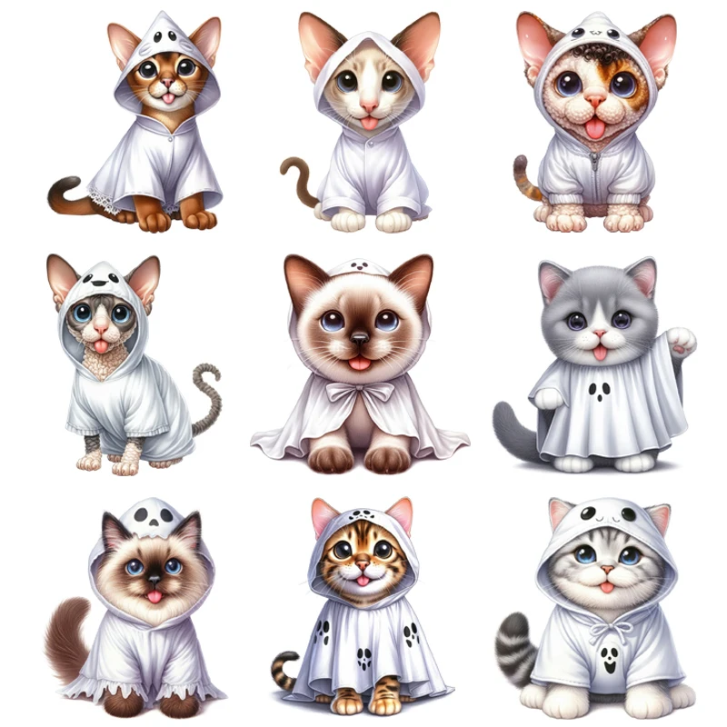 

Custom trick Or Read Ghost animal cat DTF Heat Transfer On Clothes Decoration Diy Accessory Print On T-Shirt Iron On Patch