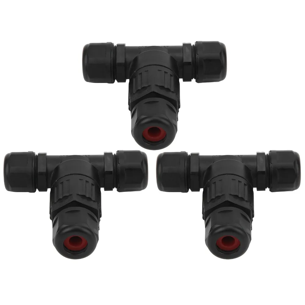 3PCS Generic 3 Way Waterproof Connector T Shape 32A Electrical Cable Connector 450V Outdoor Junction Box Street Lights
