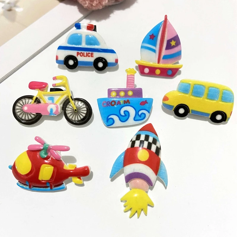 10Pcs/set Mixed Style Vehicle Ship Bicycle Rocket Helicopter School Bus Police Car Figurine Miniature Ornament Craft Accessory