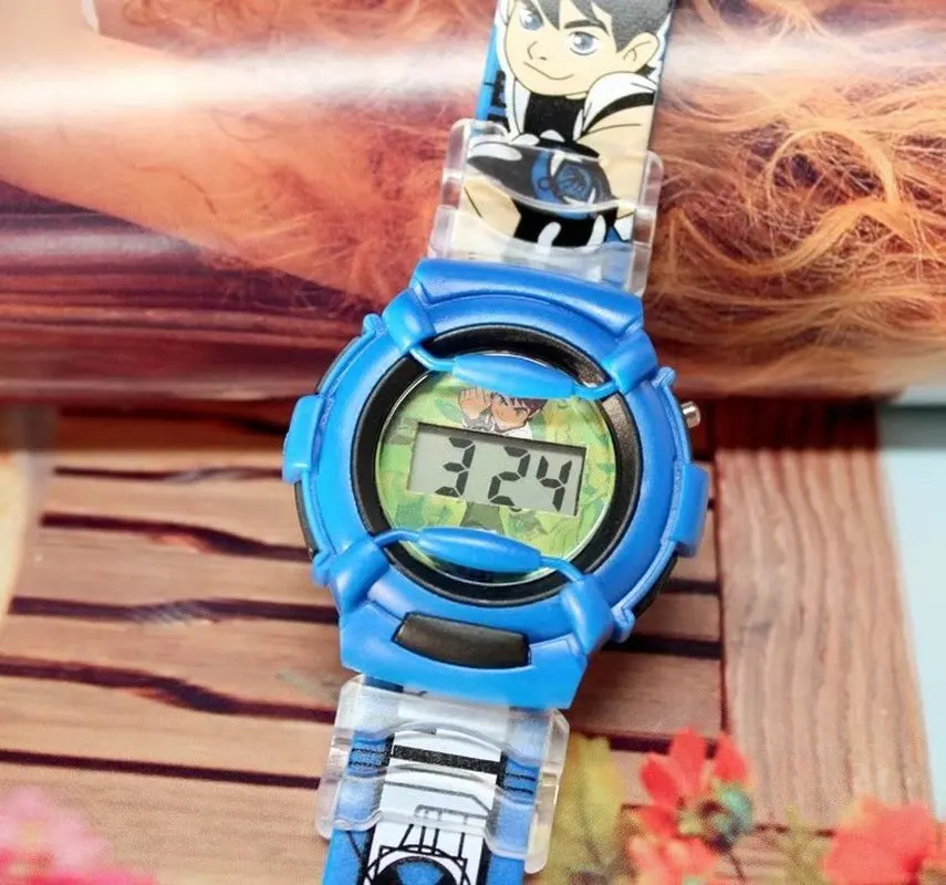 2024 LED Display Children's Watch Pentium Silicone Cute And Handsome Cartoon Boy Fashion Ben10   Kids Watches Girls