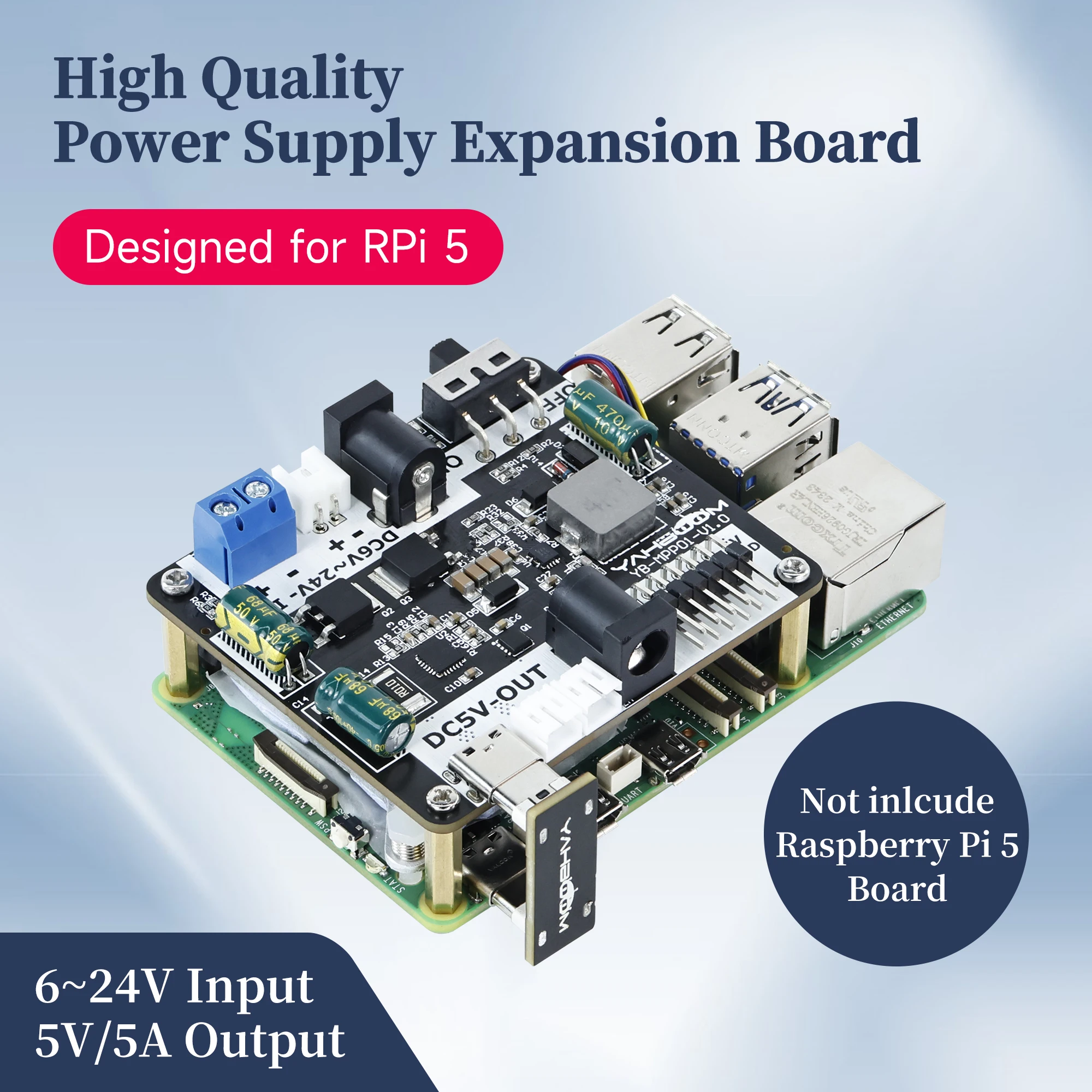 لوحة توسيع امدادات الطاقة Pi 5 من Raspberry ، وحدة محول إلكتروني ديي لمجموعة سيارة روبوت ، يدعم مدخلات الطاقة المختلفة ، 5 #1