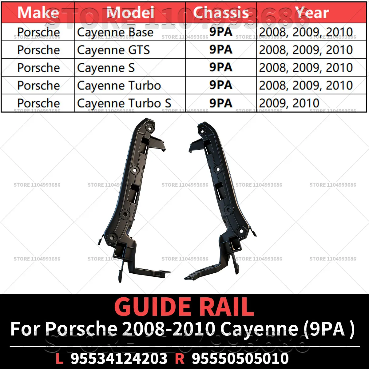 For Porsche 2008 2009 2010 Cayenne Base GTS S Turbo S (9PA) Front Bumper Guide Rail Left And Right OEM 95550504910 95550505010