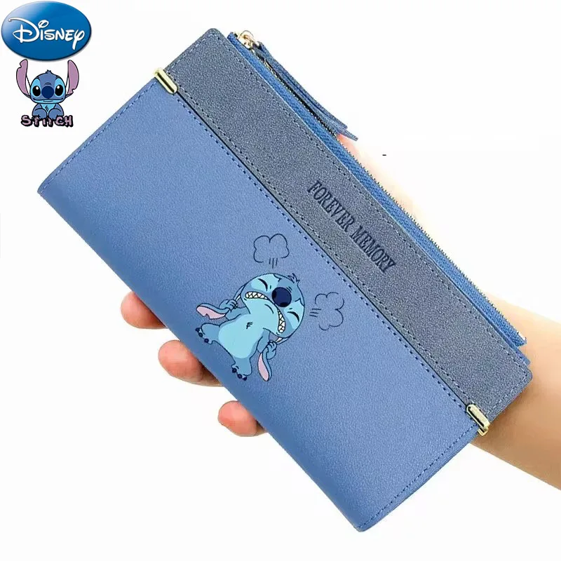 Cute Disney Stitch Long Wallet Anime Figure Portable Coin Purse with Multiple Card Slots Pu Card Holder for Women Christmas Gift