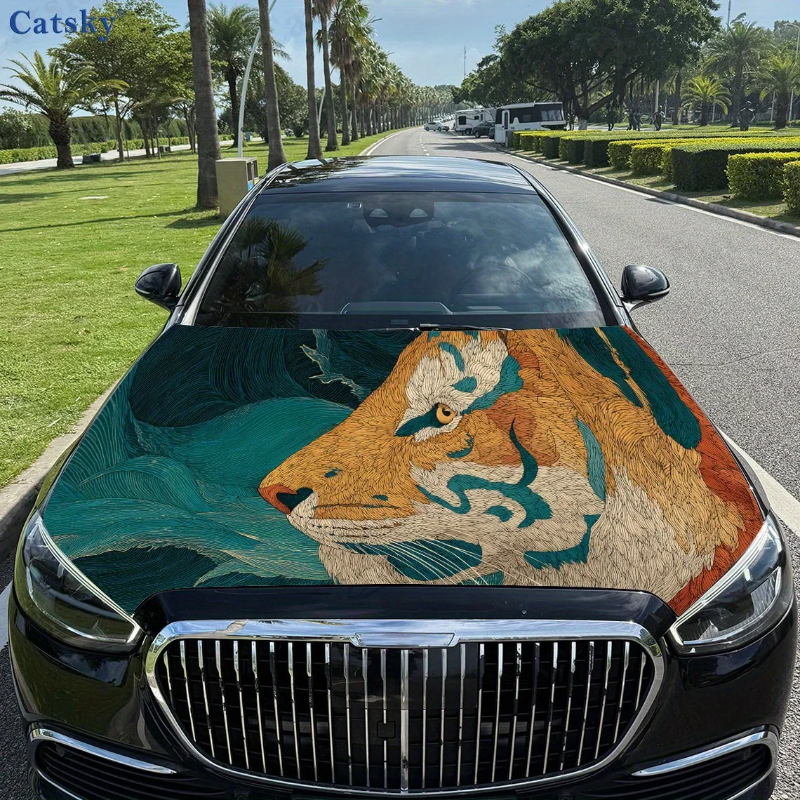 

Colorful tiger print,car hood stickers,PVC waterproof Self adhesive car hood sticker,car hood decoration protection stickers,Aut