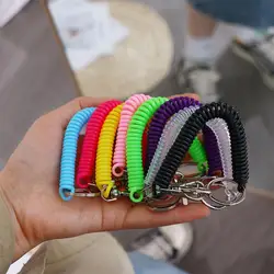 With Metal Clasp Spring Keychain Lanyard Spiral Spring Coil Stretch Spring Coil Anti-lost Lobster Clasp Keyring Key Hooks