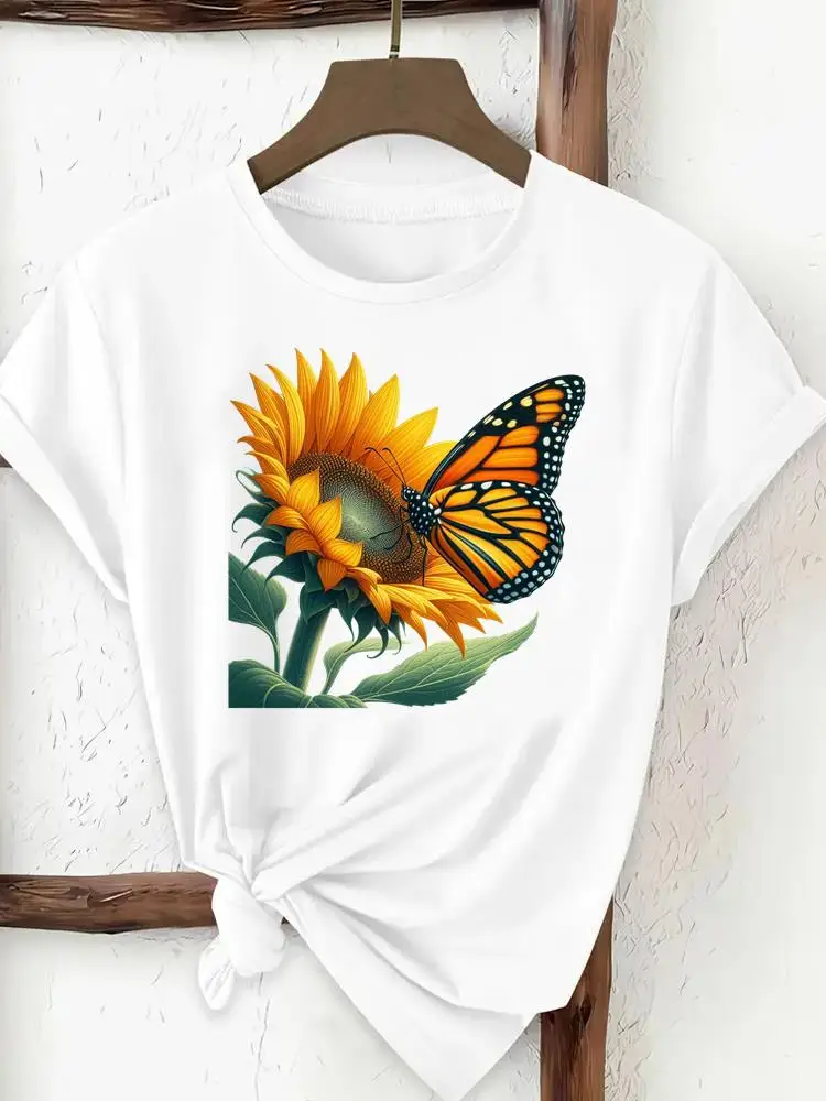 

Сладкий цветочный тренд, одежда 90-х годов, футболки, женские популярные повседневные футболки с Т-образным вырезом и круглым вырезом, женские модные футболки с короткими рукавами и графикой