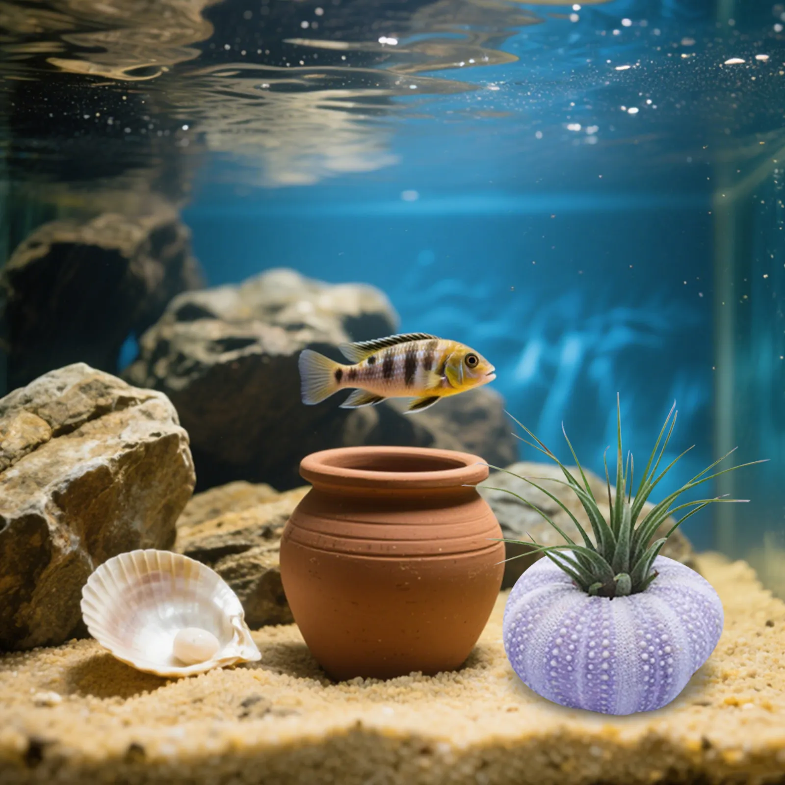 6Pcs Decorative Sea Urchin Shells Natural Shapes Fish Tank Aquarium Landscape Aquarium Decoration Desktop Sea Urchin Planters