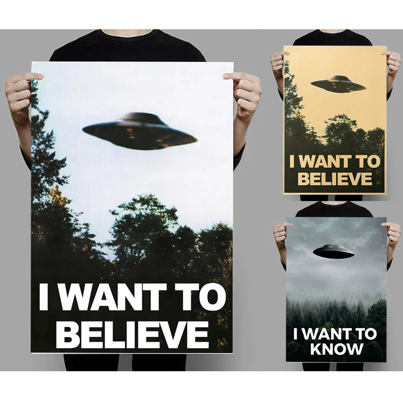 Pósteres e impresiones artísticos I WANT TO BELIEVE The X Files, serie de televisión Retro OVNI, lienzo impreso, pintura decorativa, imagen para decoración del hogar