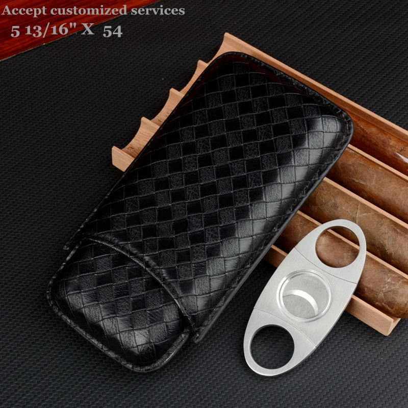 Imagem -06 - Estojo de Couro para Fumar Travel Cigar Holder Cortador de Aço Inoxidável Mini Humidor Box Acessório para Fumar Tubo