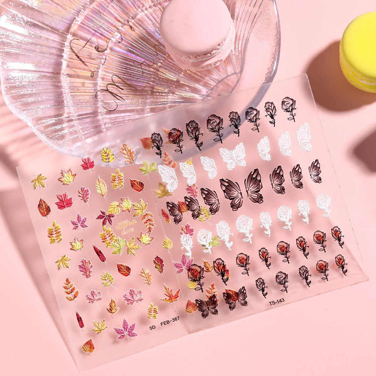 3 pegatinas para decoración de uñas con diseño de mariposa de primavera, calcomanías autoadhesivas para decoración de uñas con diseño de flores de primavera