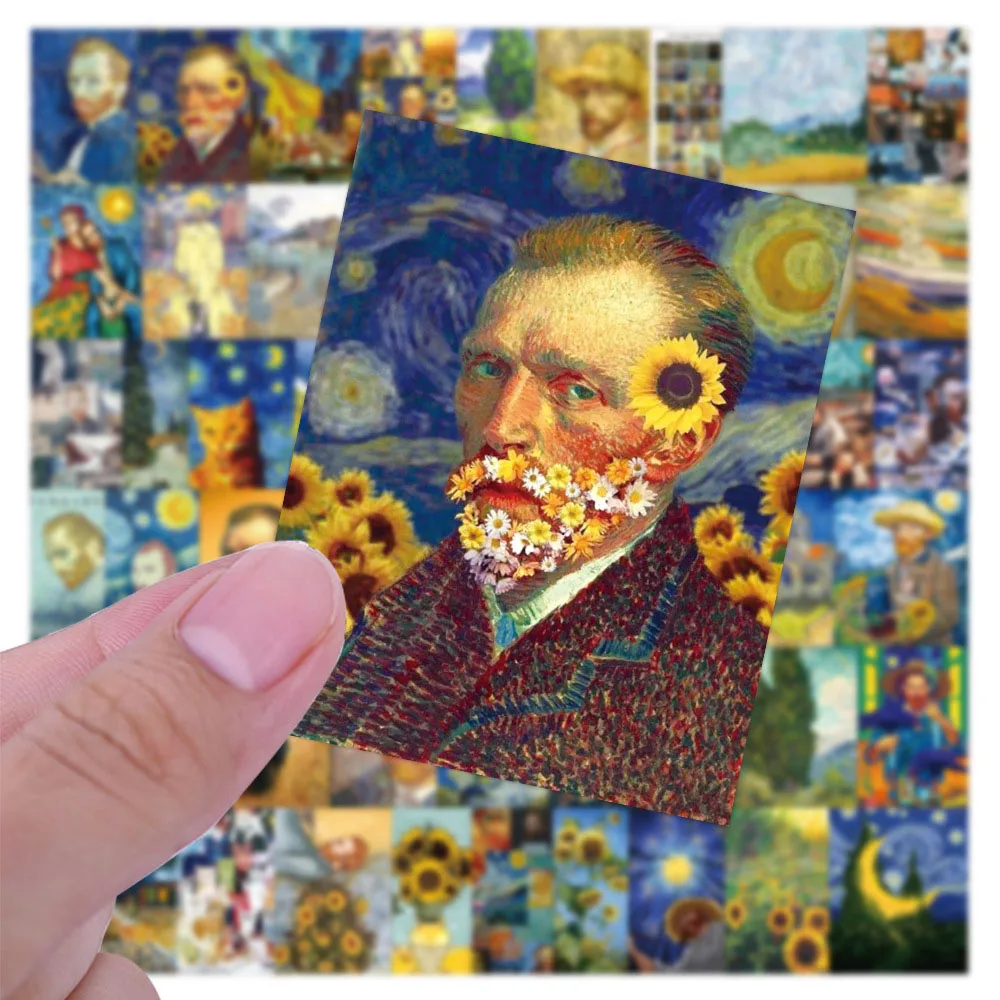 10/30/50pcs Van Gogh Oil Painting Art Stickers Aesthetic Waterproof Graffiti Decals DIY Laptop Phone Decoration Sticker for Kids