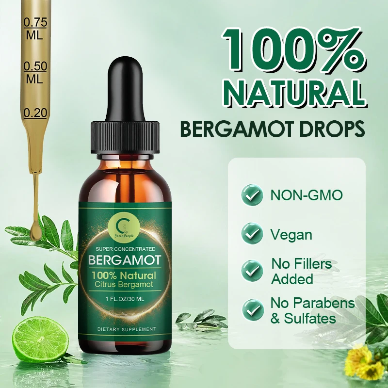 Natural 100% Organic Pure Natural Bergamot Extract Drop No Additives Supports Heart, Immune System&mood Health, Relieve Stress