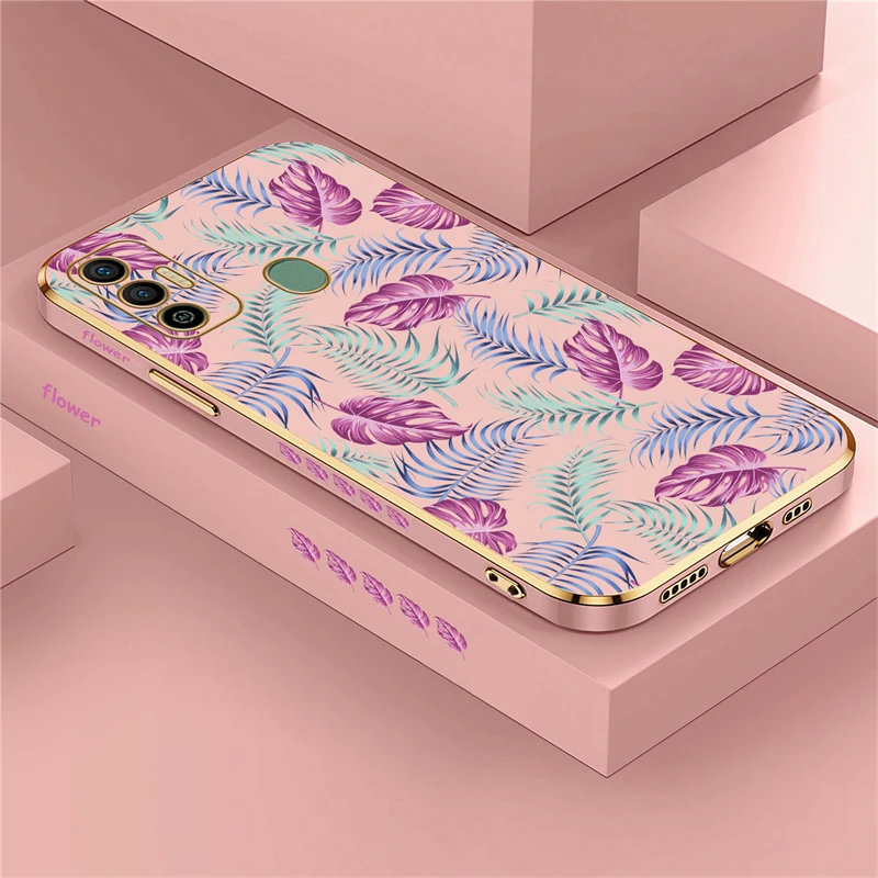 Leaves Case For infinix Smart 8 7 6 Zero X Neo Ultra Note 40 Pro 30 VIP 12 G96 G88 11 10 Pro 8 8i Plating Silicone Soft Cover