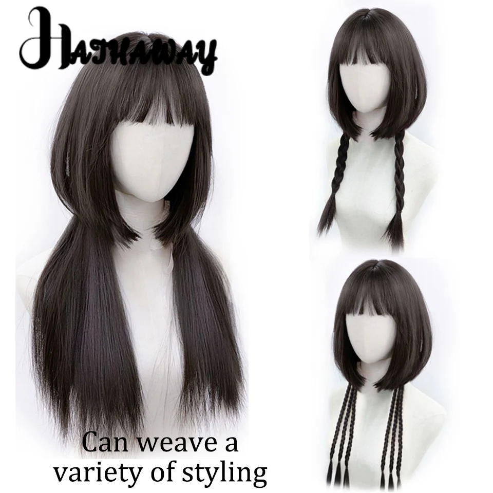 Synthetic Wig Jellyfish Head Wig Female Long Hair Natural Black Brown Black Full Head Natural Wig