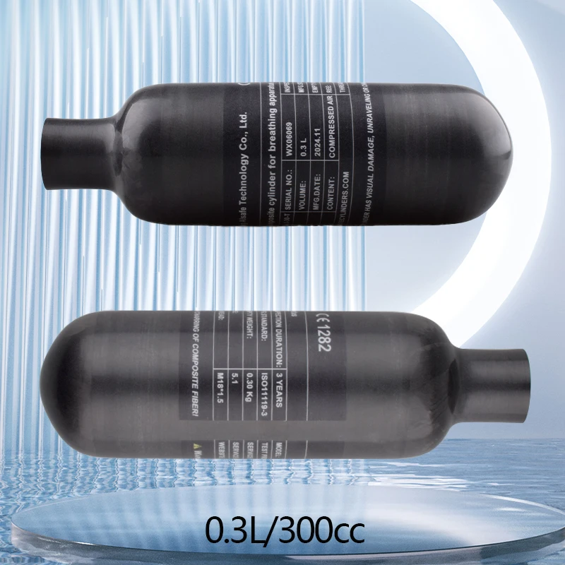 HPA Scuba 0.3L 300CC Carbon Fiber Air Tank Compressed Air Bottle 300BAR 4500PSI Diving Matte Gas Cylinder Soda Water Fittings