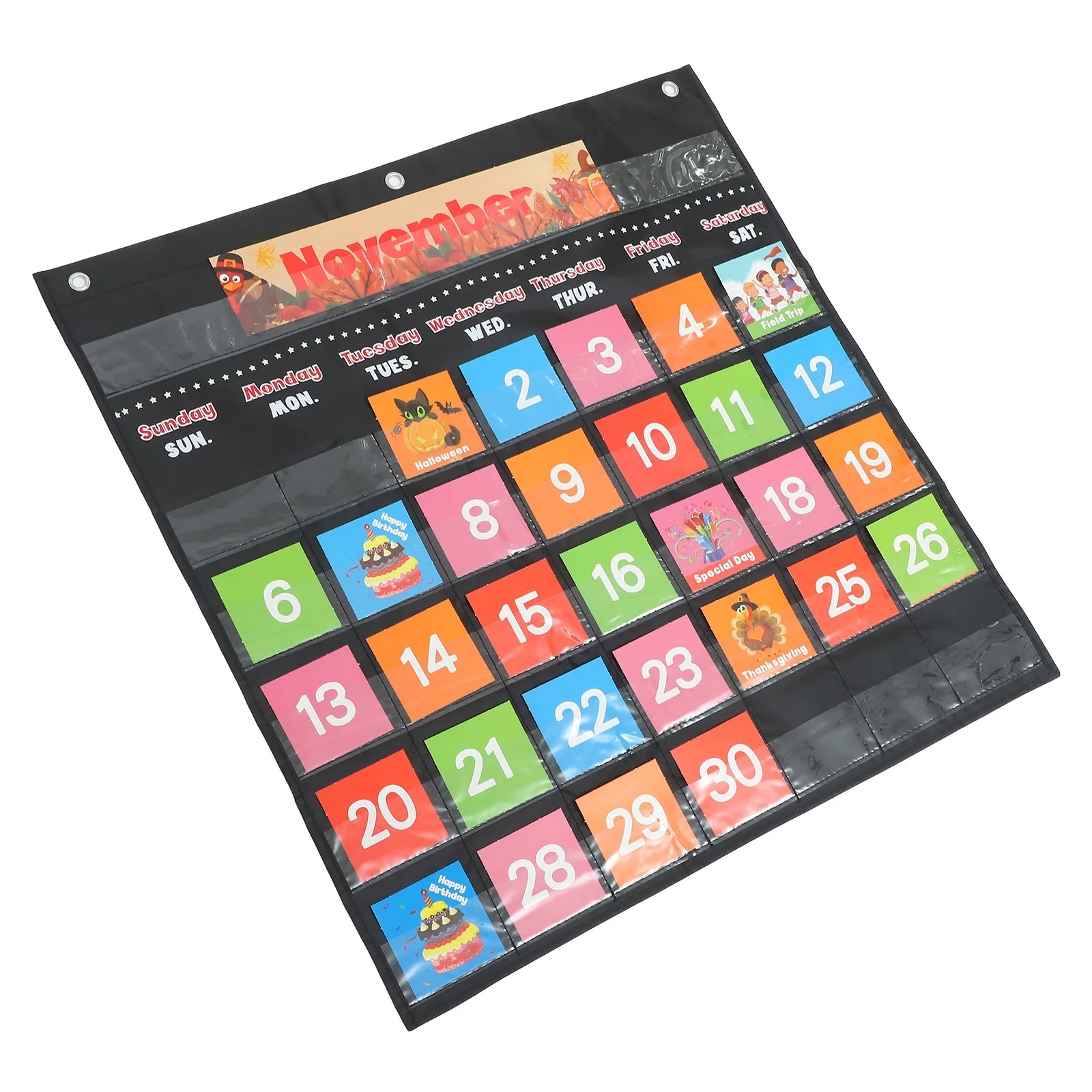 BUTIFULSIC 1 Set Classroom Calendar Office Wall Hanging English Teaching Calendar for School Home Organization