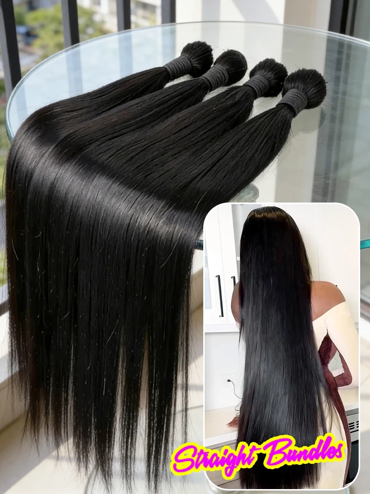 

Наборы натуральных прямых волос 16A, 30-34 дюйма, 3-4 пучка, бразильские волосы, распродажа, для наращивания, для чернокожих женщин