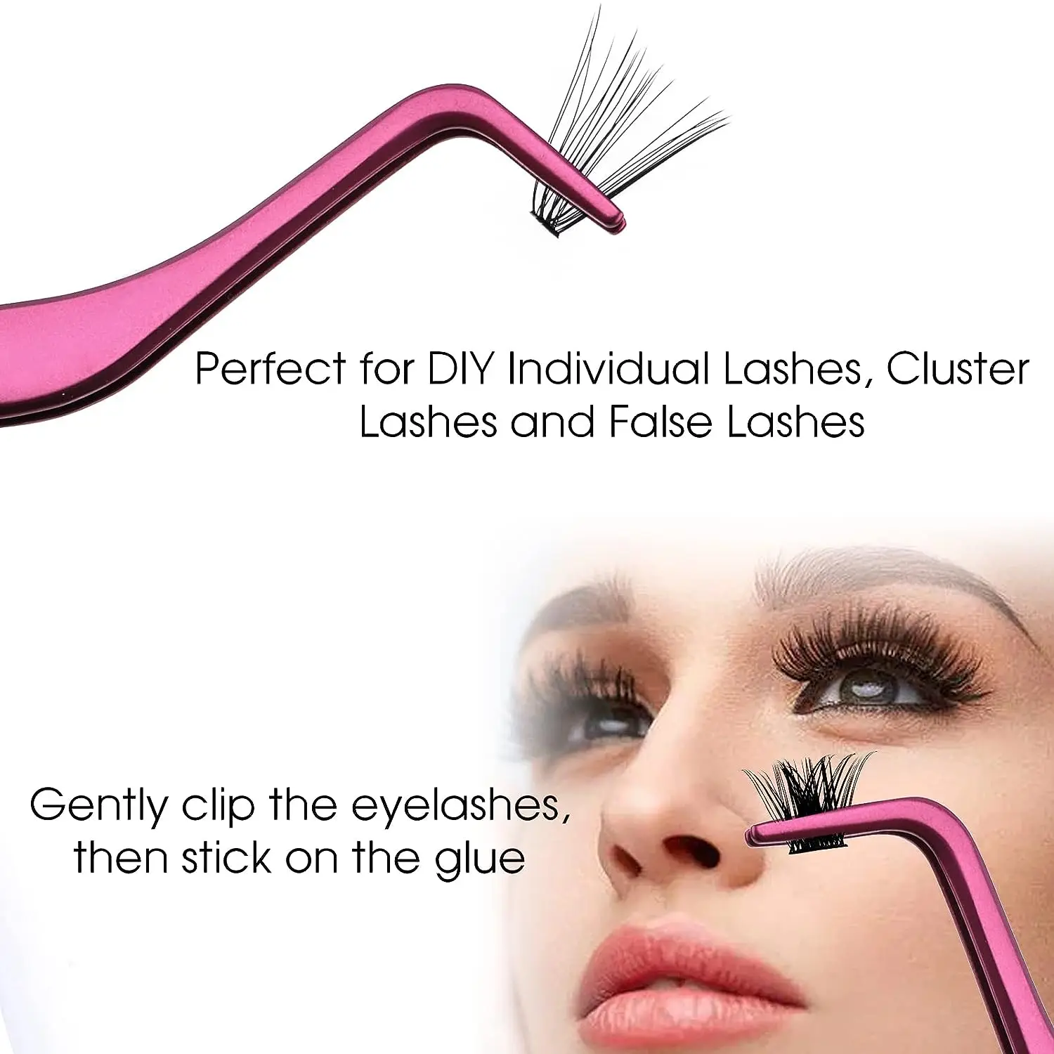 1 PC Cluster Eyelash Tweezers Makeup Stainless Steel Non-magnetic Pincet Volume Individual Lashes Extension Tweezers Tools