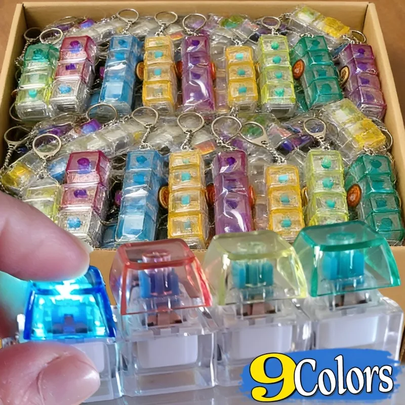 Super Relaxation Colorful 4Keys Keyboard Fidget Toys LED Crystal Keycap Keychain Fingertip Gadget Decompression Clicker 2026