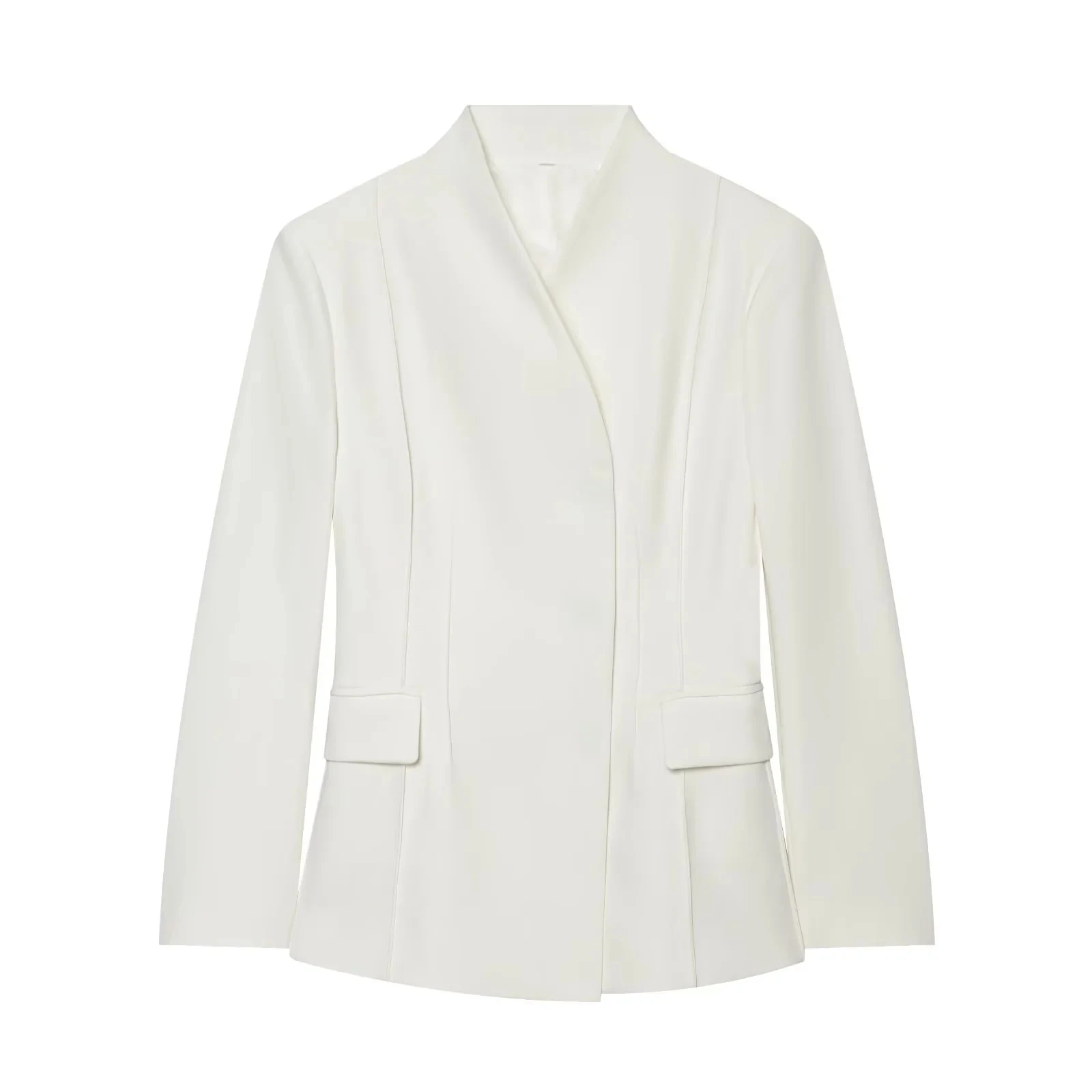 KONDALA Vintage Chic Büro-Damen-Blazer mit V-Ausschnitt, versteckter Knopfleiste und Taschen, schmal geschnitten, modischer Frühling/Sommer 2026 Freizeit-Blazer – Detail 3