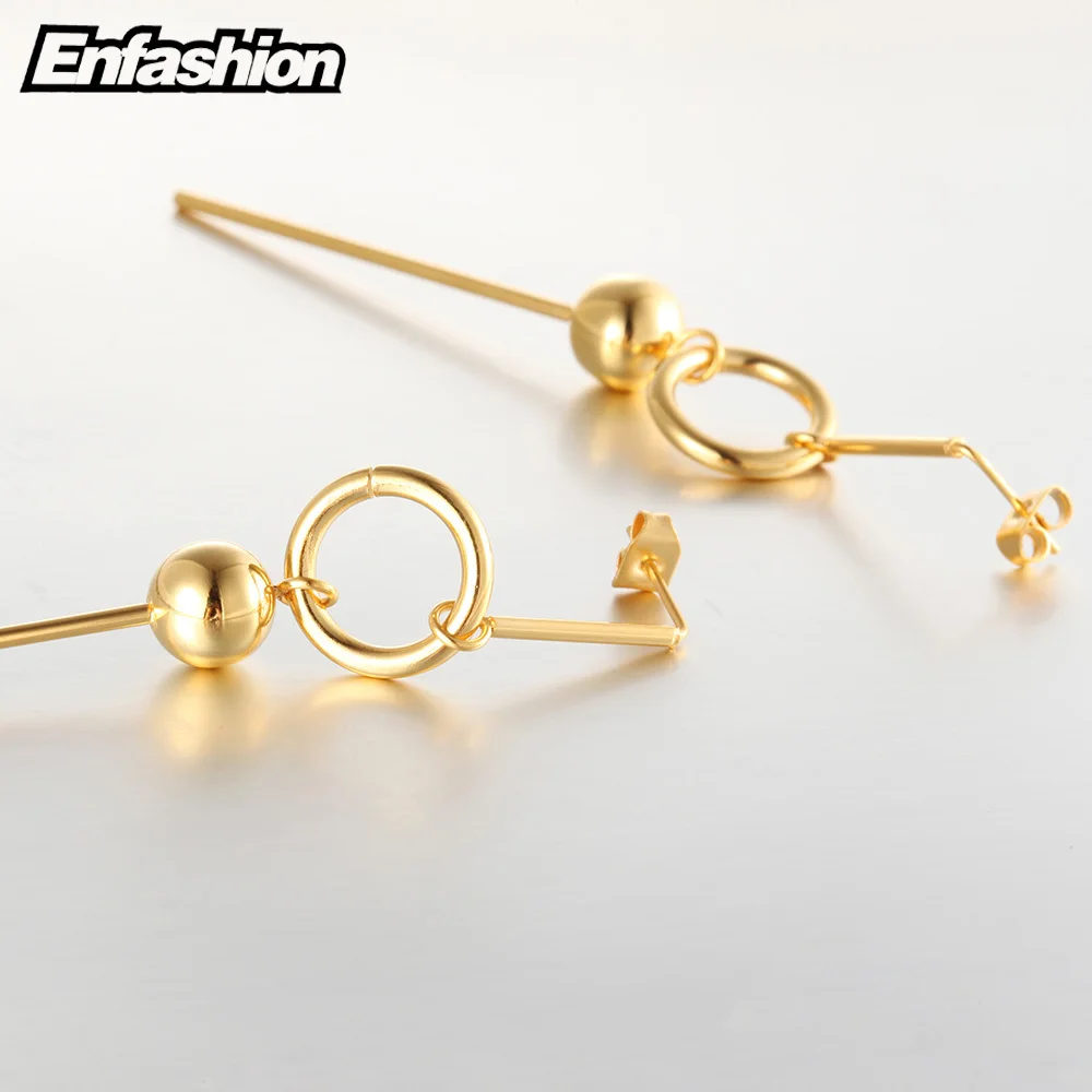 Enfashion Geometric Long Circle Dot Dangle Earrings Gold color Resin Earings Drop Earrings For Women Earring Jewelry brinco