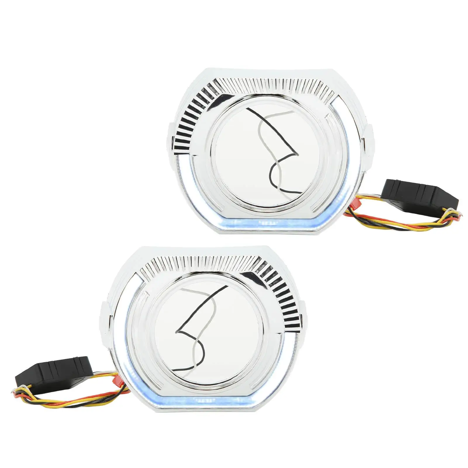 

For for 3 Inch Bi Xenon LED Headlight Angel Eyes Halo DRL Bezel Shrouds 12V 5W Left Right Covers