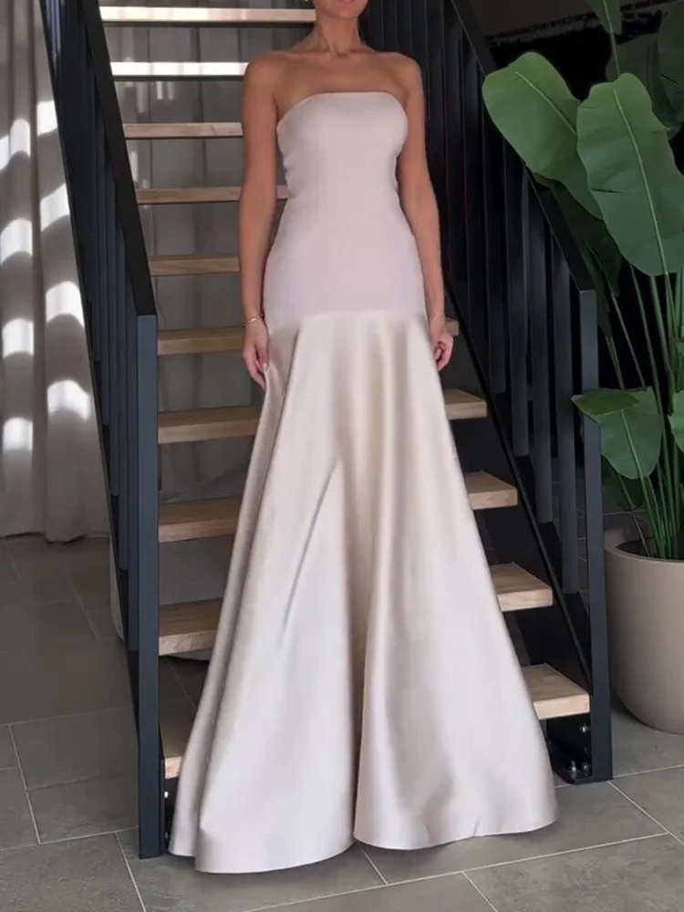 2025 loungewear sem alças retalhos vestido de festa, feminino verão sem mangas chique simples maxi vestido, sem costas elegante vestido das senhoras