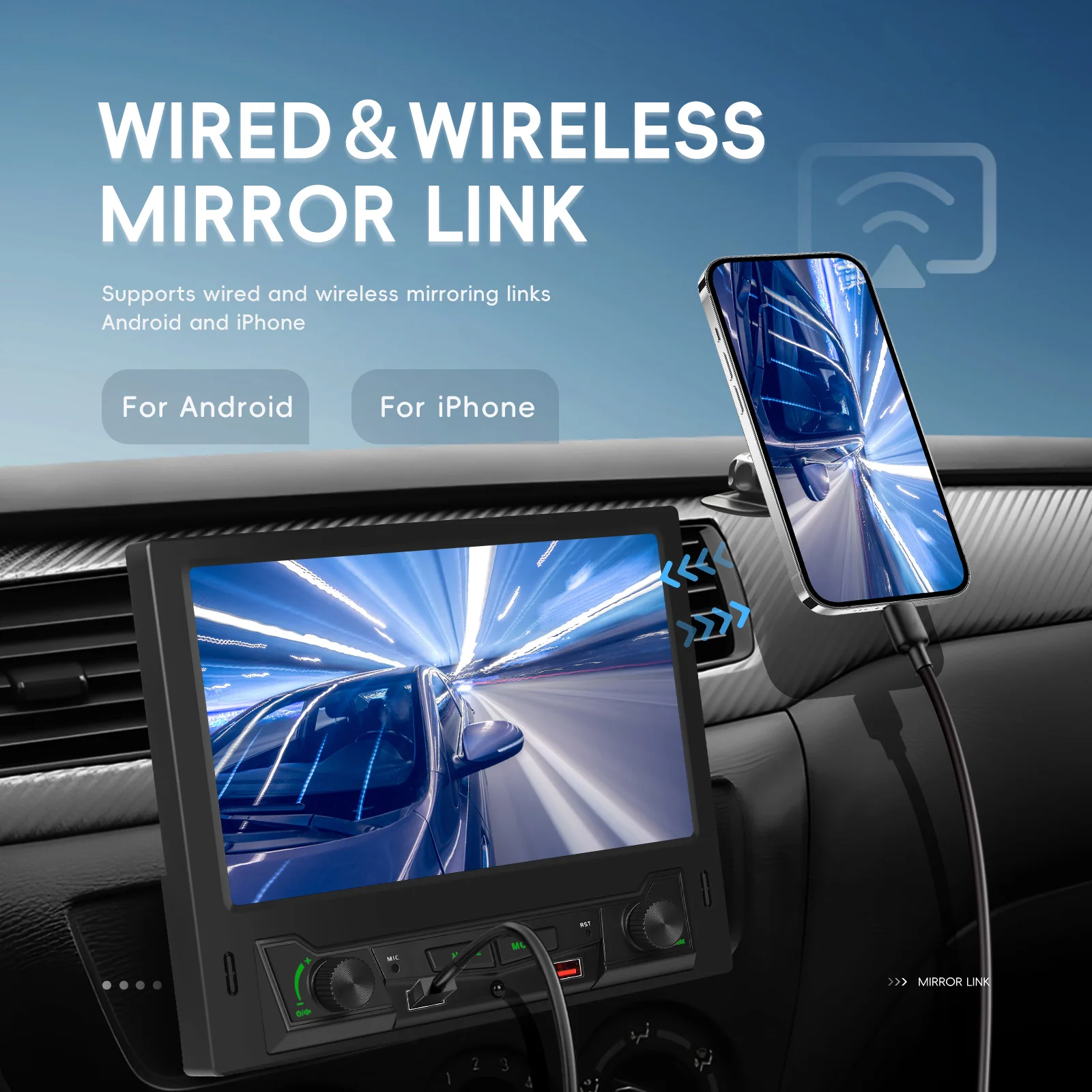 Camecho 1 DIN 8 بوصة الوجه خارج شاشة تعمل باللمس سيارة مشغل وسائط متعددة اللاسلكية أندرويد السيارات/CarPlay راديو السيارة أضواء ملونة ستيريو