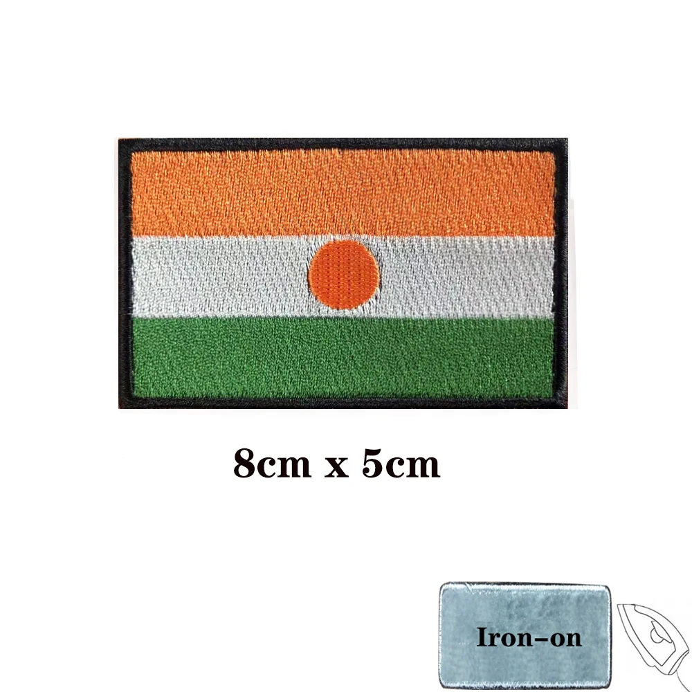 1PC Flag of Niger Armband Embroidered Patch Hook & Loop Or Iron On Embroidery Badge Cloth Military Moral Stripe