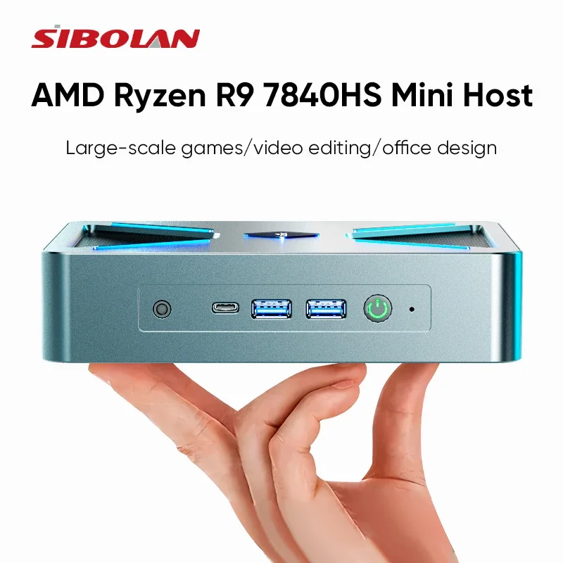 SIBOLAN Mini PC Gaming Computer with Win10 64GB Video Memory 2700HU 3550H AMD DDR4 NVME SSD DP Type-c Display