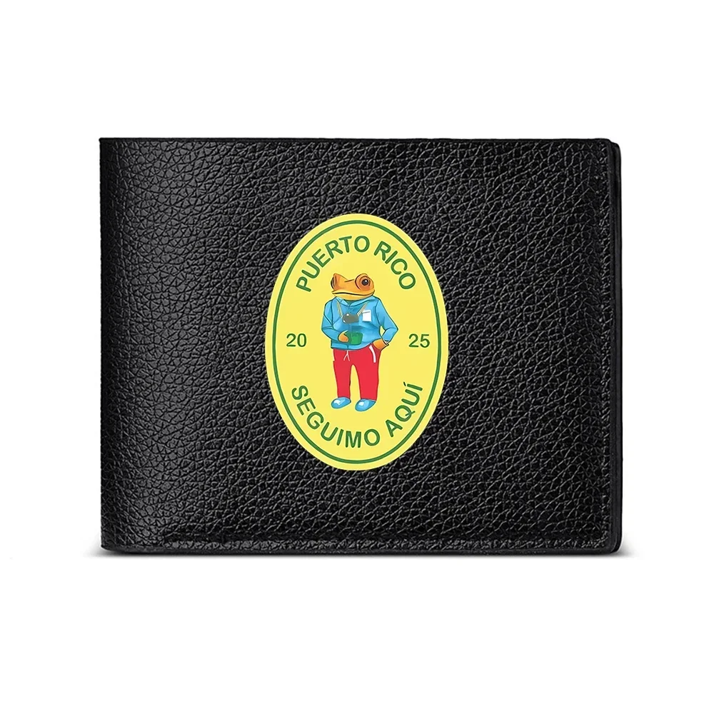 Puerto Rico Frog Emblem Men's Wallet Card Holder Casual Business Fashion Print Design