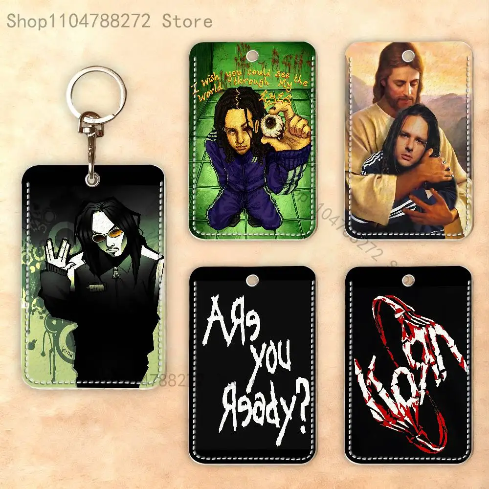 J-Jonathan D-Davis Rectangle Card Case Keychain Access Card Bag Key Tag Ring Leather Card Holder Key Ring Access