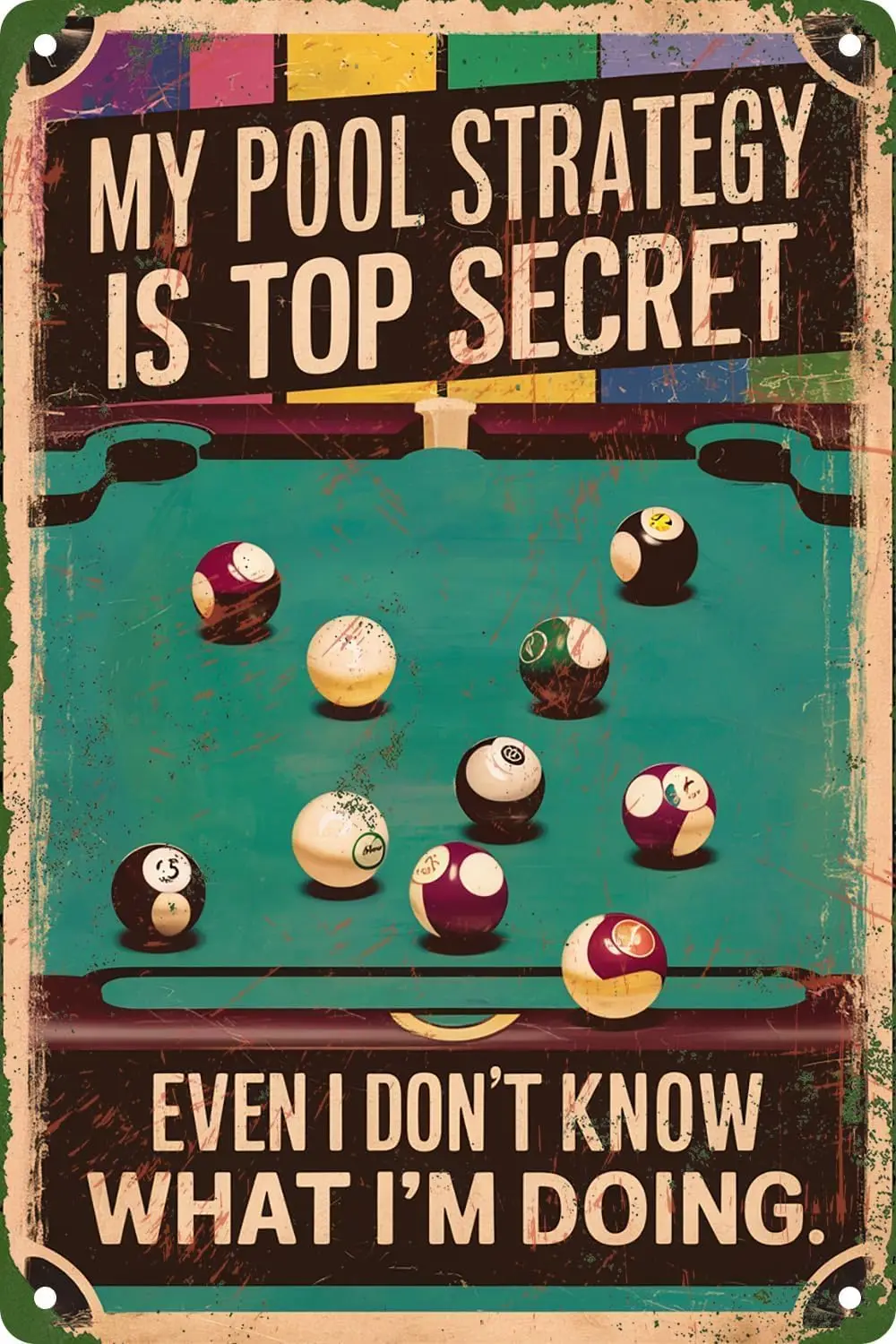 Billiard Room Wall Decor My Pool Strategy Is Top Secret Funny Metal Tin Signs Billiard Pool Decor For Pool Table Room Decoration
