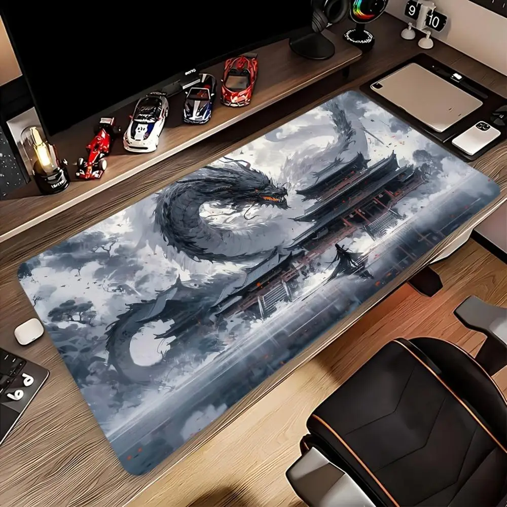 Dragon Shape Pattern, Large Gaming Mouse Pad,large Size Rubber Non-slip Desktop Pad,stitched Edges, Perfect for Office and Gamer
