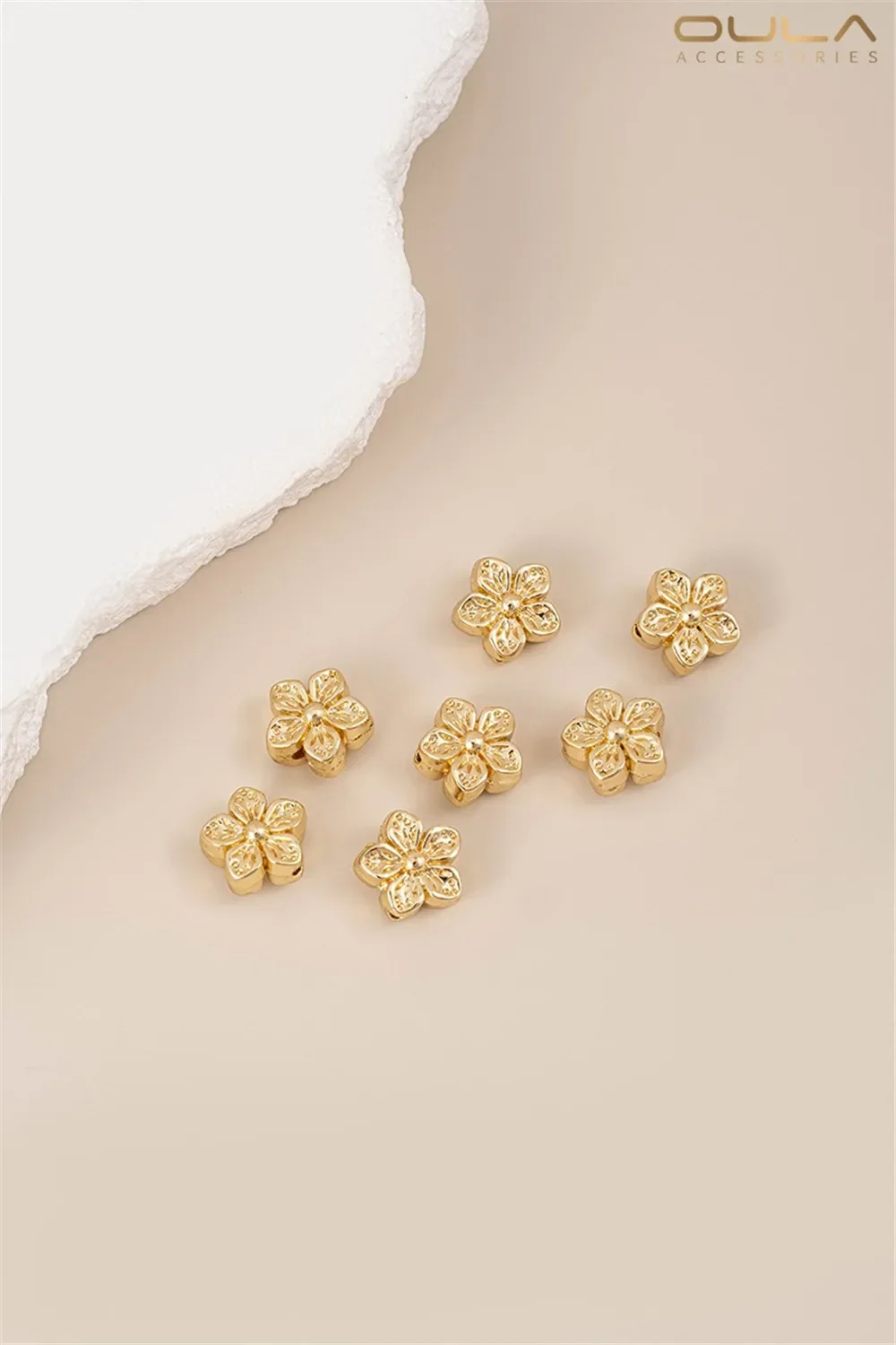 

14K Real Gold Small Peach Blossom Separated Bead Transfer Bead Handmade DIY Bracelet Earrings Necklace Accessories Loose Bead