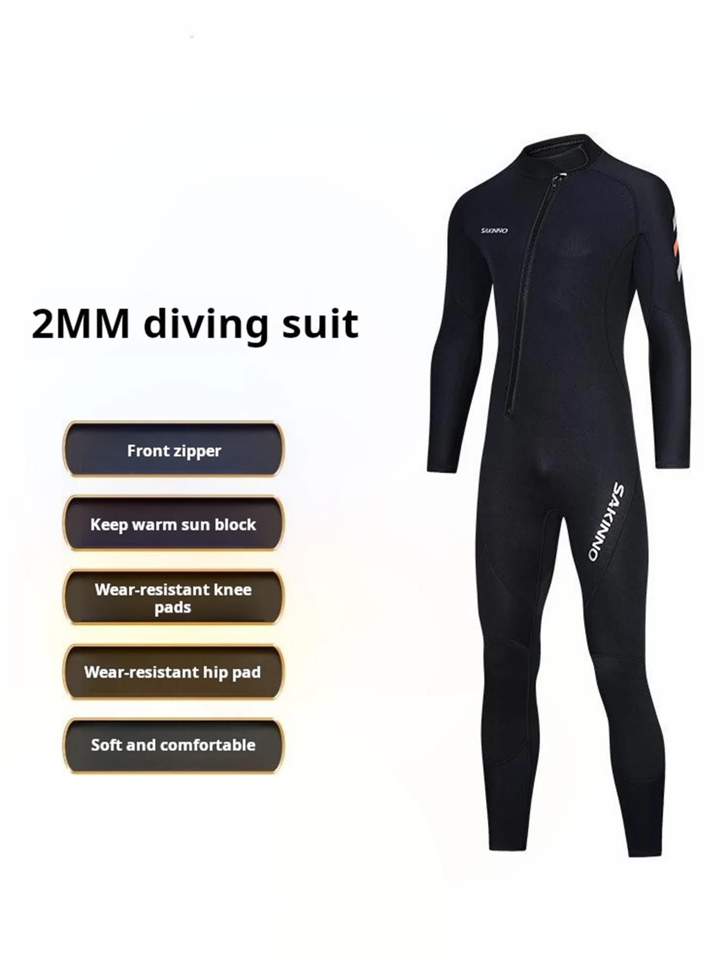 

2MM Neoprene Wetsuit Men's One-Piece Diving Suit Spearfishing Surfing Snorkeling Winter Long-Sleeved Thick Thermal Swimsuit