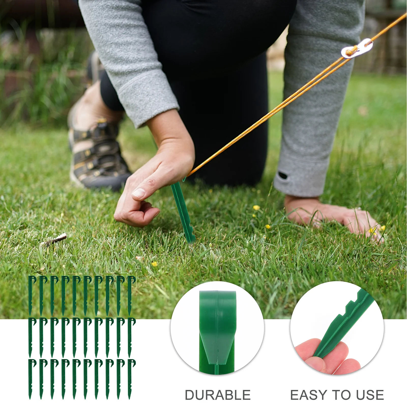 

30Pcs Plastic Ground Pegs Garden Stakes Heavy Duty Tent Nails for Outdoor Camping Hiking Beach Yard Use Garden Nail