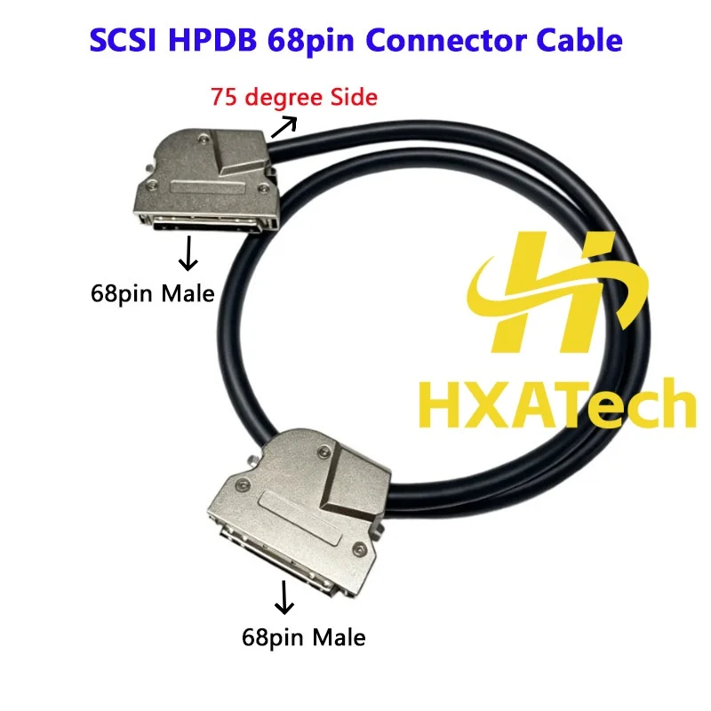 NEW Design 75 degree side outlet 68Pin SCSI Cable 68pin Male SCSI HPDB68 Male to Male Connector Cable with Iron shell buckle